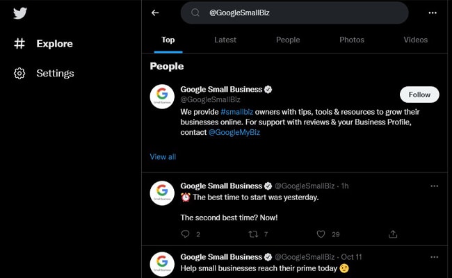 google-small-biz-business-twitter @googlesmallbiz on Twitter