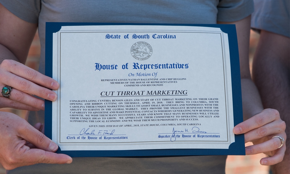 cut-throat-marketing-opening-ribbon-cutting-house-of-representatives-certificate Marketing built for ease and efficiency
