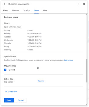 how-to-set-up-google-business-profile-hours-holidays GBP editing the business hours