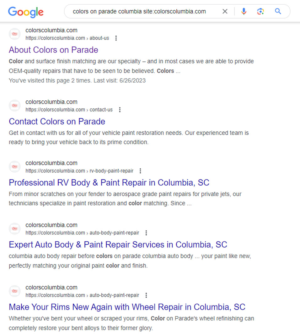 colors-on-parade-columbia-google-results-titles-metas Colors on Parade